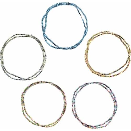 Natural Stone Hematite Beads Square shape 2*2mm 204Pcs Plated charm beads for DIY Necklace Bracelet Jewelry Making Accessories