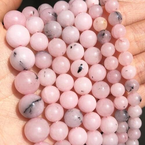6 8 10mm Natural Stone Pink Opal Jades Loose Spacer Beads for Jewelry Making DIY Bracelet Charms Accessories 15'' Wholesale