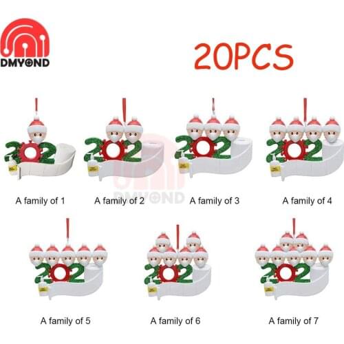 20PCS Personalized Santa Claus Of Ornament 2020 Christmas Holiday Quarantine Decorations Hanging Pendants Santa Claus Ornament