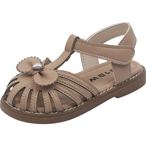 Kids Shoes for Girl Sandals Flat Heels Pearl Baby Girl Shoes Summer Cut-outs Beach Sandals Student Shoes SYQ019