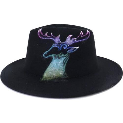 Bulk price fedora handpainted Panama felt hat for women jazz hat church top cap british women fedoras hats for men шляпа женская