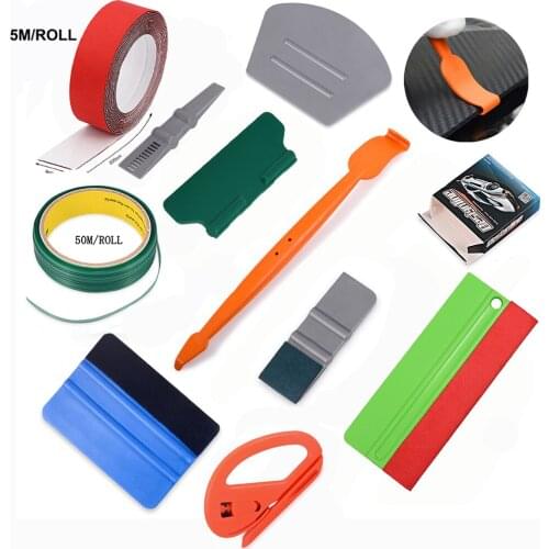 FOSHIO Vinyl Wrap Car Tools Kit 50m Knifeless Tape Carbon Fiber Film Magnetic Stick Squeegee 5m 3 Layers Scraper Fabric Cloth