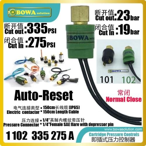 Auto-reset cartridge pressure switches are installed onto R134a air/water heat pump equipments to get high safety pressure
