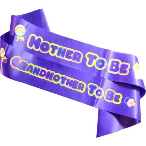 2pcs Baby shower 2020 new design sash multi colorful printing Mother to be & Grandmother to be Purple voilet ribbon party favors