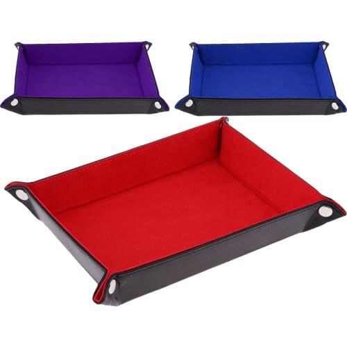Dice Tray,Dice PU Leather Folding Square Tray for RPG, DND, Other Dice Games and Storage,Easy to Carry