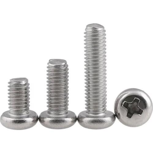 M2 M2.5 304 Stainless Steel Cross Recessed Round Head Screws Phillips Screws Length 3-30mm