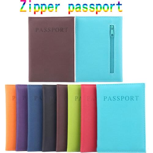 2021 Fashion Passport Cover Protect Cover PU Leather Card Holder Zipper Passport Holder Organizer Candy Color Passport Wallet