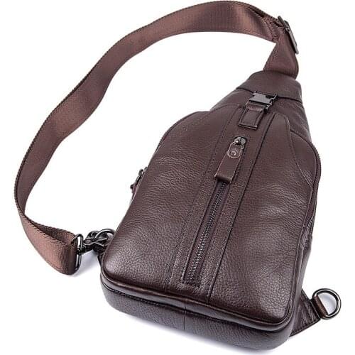 Man Handbag Genuine Leather Chest Bag For Men Casual Messenger Bags Fashion Mens Chest Pack Large Capacity Business Bags