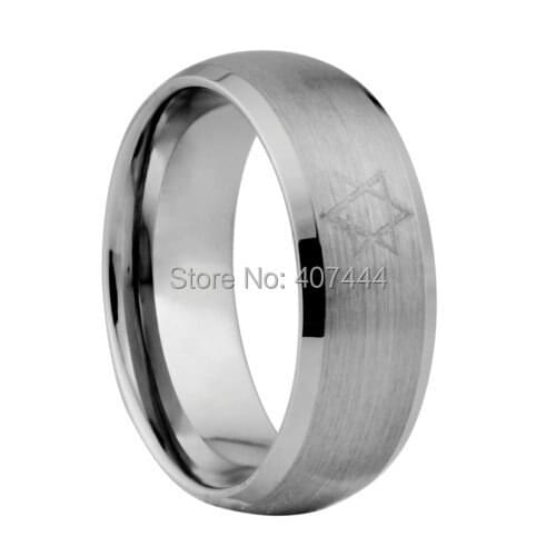 Free Shipping USA UK Canada Russia Brazil Supernova Sale 8MM Mens Comfort Fit Star of David Silver Matte Tungsten Wedding Rings