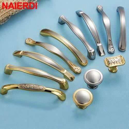NAIERDI 10PCS Zinc Alloy Gold Cabinet Handles for Furniture Drawer Knobs Cabinet Pulls Decorative Home Furniture Knobs Hardware