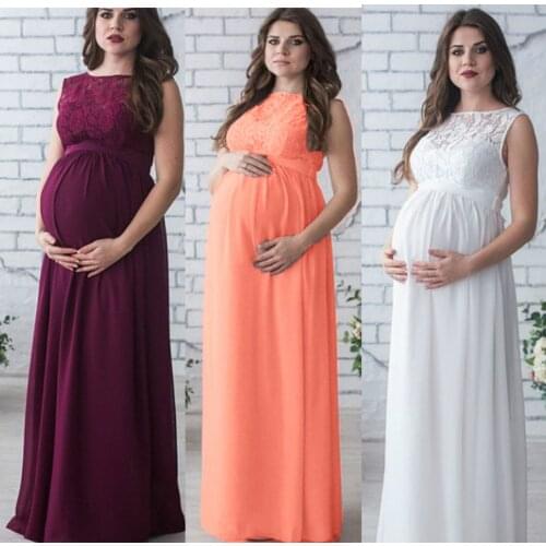 New Womens Summer Lace Pregnant Women Loose Dress Wedding Dress Long Dresses Evening Dresses Size 18 Formal Dress Women Elegant