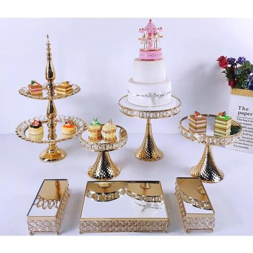 NEW Gold Electroplate Metal Cake Stand Set Display Wedding Birthday Party Dessert Cupcake Plate Rack