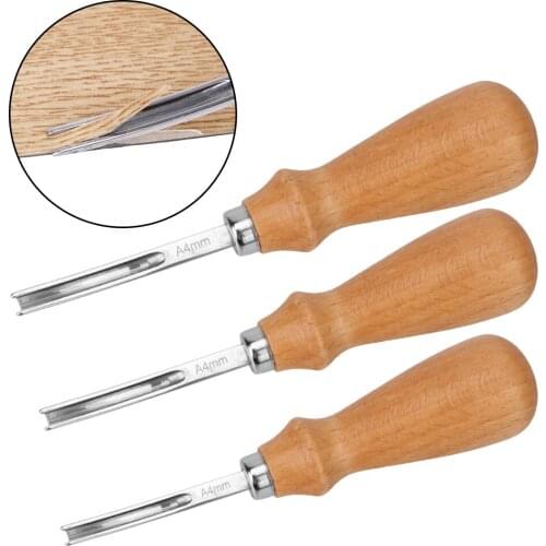 With Wood Handle 3 Size Skiving Beveling Knife A4mm A6mm A8mm Leather Craft Edge Beveler DIY Cutting Hand Craft Tool Practical