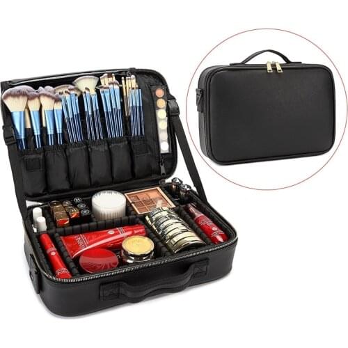 Professional Makeup Bag Portable Cosmetic Brush Organize Case Storage Box Travel container High Quality