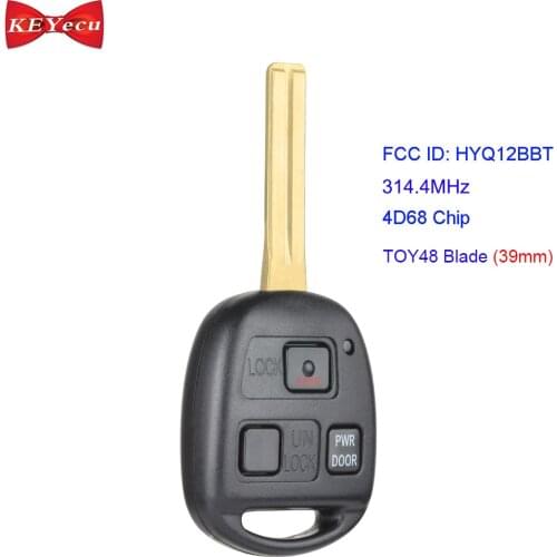 KEYECU for Lexus ES330 RX330 RX350 RX400h Remote Key Fob 314.4MHz HYQ12BBT TOY48 Blade 39mm