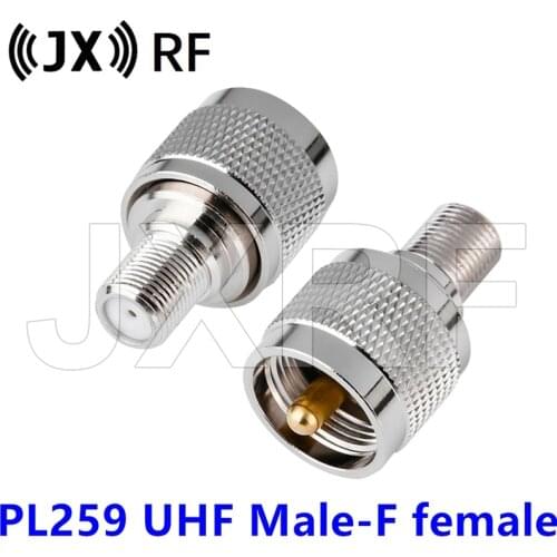2PCS F To UHF PL259 SO239 Connector Socket PL259 UHF Male to F Female Plug UHF - F TV Brass Straight RF Coaxial Adapters