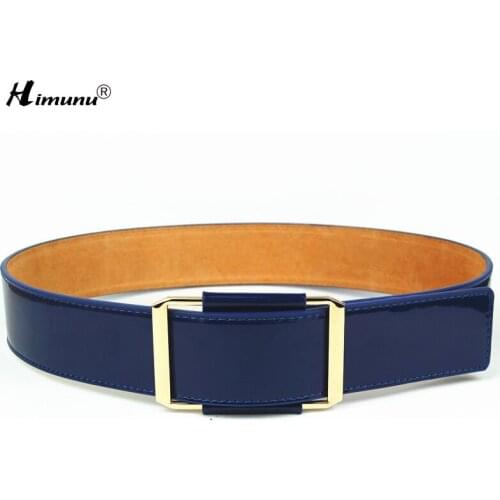 [Himunu] Fashion Patent Leather Belts For Women Cowhide Belt Women Width Coat Belt Woman clothing Accessories