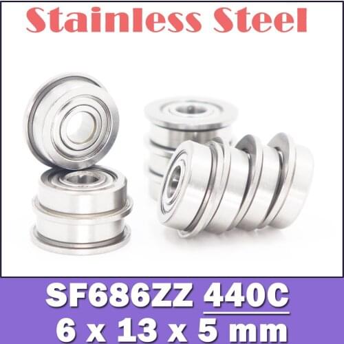 SF686ZZ Flange Bearing 6x13x5 mm 10PCS Double Shielded Stainless Steel Flanged SF686 Z ZZ Ball Bearings SF686Z F686 DDLF-1360 Z
