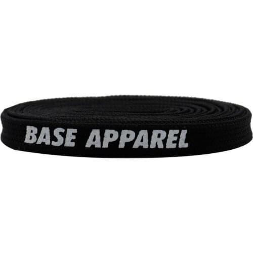 Coolstring Athletic Unisex Cord 7MM Silk Screen Lace "BASE APPAEL" Text Printing Pure Black Shoelace Youth Printed Bootlace