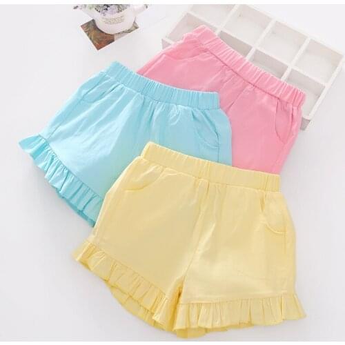 Girls' shorts summer new childrens casual pants childrens lace candy color hot pants childrens clothing