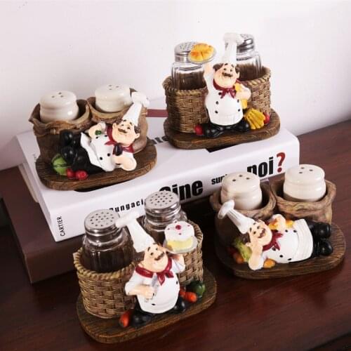 Modern Art Home Kitchen Restaurant Seasoning Bottle Decoration American Cute Cook Statue Hand-painted Resin Chef Ornament Crafts
