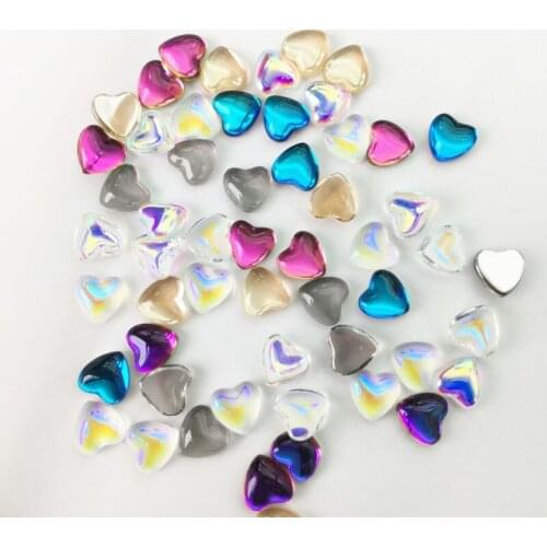 Swarovsky 8mm Crystal Love Heart 3D Nail Rhinestones Charms Glass Aurora Nail Art Accessories Flat Heart Shaped Ornaments
