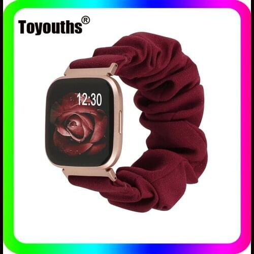 Toyouths Scrunchie Elastic Watch Straps for Fitbit Versa Watch Band for Women Fabric Solo Loop Wristband for Fitbit Versa 2 Band