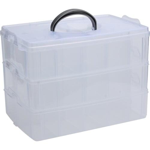 3 Layers Plastic Storage Box Removable Plastic Jewelry Bead Cosmetics Storage Container Large Capacity