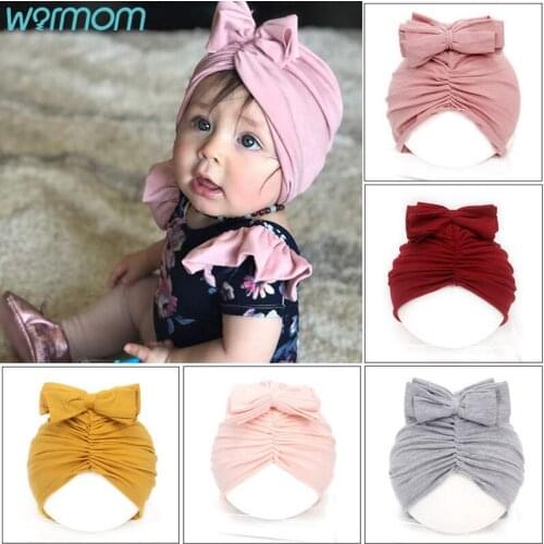Warmom New Fashion Flower Baby Hat Newborn Elastic Baby Turban Hats for Girl Boy 8Colors Cotton Infant Beanie Cap Kids Hairband