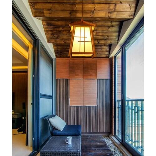 Japanese tatami wood chandelier designer creative Bar Cafe Restaurant log LED lamp YA7263