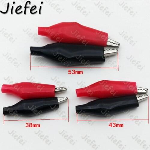 100pcs 28mm 35MM 44m Metal Alligator Clip Crocodile Electrical Clamp for Testing Probe Meter Black and Red with Plastic Boot