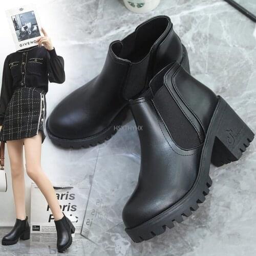 Designer New Womens Boots Winter Single Boots Black Wild High Heel Thick with Warm and Velvet Women Ankle Boots Shoes Woman