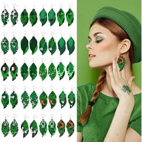 Women St Patricks Day Earrings Green Clover Earrings For Women Girls Lucky Drop Dangle Ear Studs Saint Patricks Day Gifts 2021