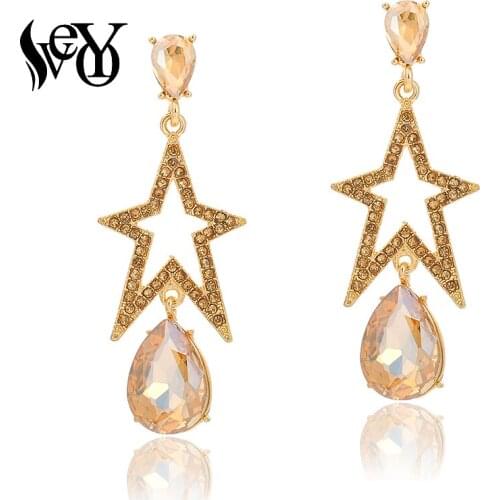 VEYO Shining Star Crystal Dangle Earrings for Women Fashion Jewelry New Gift