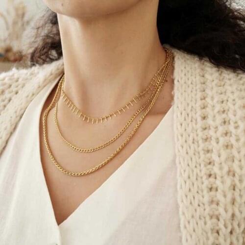 Vintage Hip-hop Chain Necklace for Women Tassel Multi-layer Single Chain Clavicle Chains Necklace Aesthetic Jewelry on The Neck