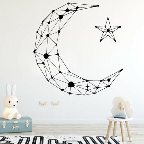Stars Moon Wall Sticker For Nursery Children Room Vinyl Geometric Pattern Wall Decals Decor Living Room Bedroom Decoration W288