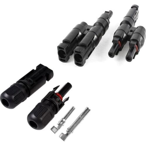 1 Paire MC4 connector male + female and 1 paire MC4 T branch connect solar panel