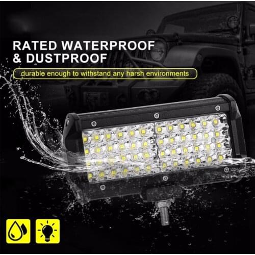 1PC 7-inch Strip Light 144W Four-row Concentrated High-brightness Work Light Spotlight