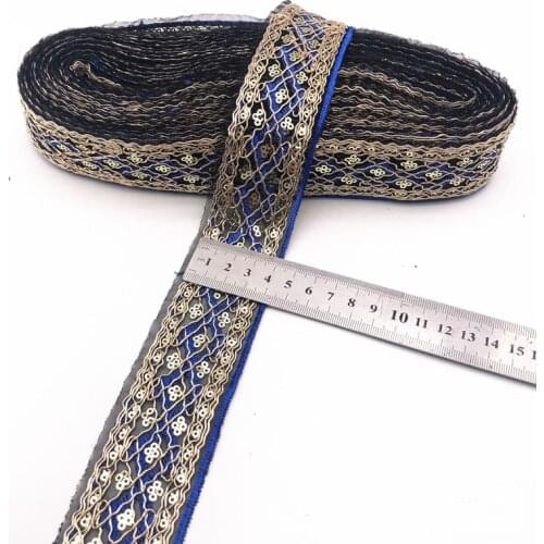 1Yards Sequin Lace Trims Flower Webbing Ribbon Clothing Decorative Embroidered DIY Sewing Material for Dress