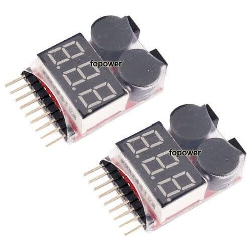 RC 1S-8S Lipo Battery LED Voltage Indicator Tester Low Voltage Alarm Buzzer 2pcs
