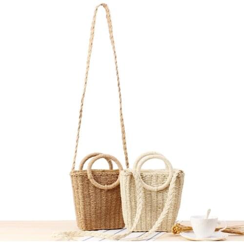 20x20CM The New Small Fresh Hand-carried Crossbody Dual-use Woven Bag Ins Vacation Beach Straw Paper Bag For Women a7261