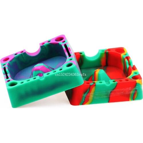 30pcs Rubber Silicone Ashtray Eco-Friendly Square Shatterproof Cigar Ash Trays Cinzeiro Smokeless Holder Wholesale