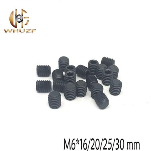 40PC M5*4/5/6/8/10mm DIN913 Black Carbon Steel Metric Thread Grub Screws Flat Point Hexagon Socket Set Screw Headless Bolt