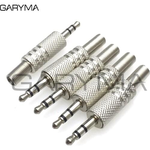 5pcs 1/8" 3.5mm Male Plug Coaxial Audio Connector Solder Silver Tone