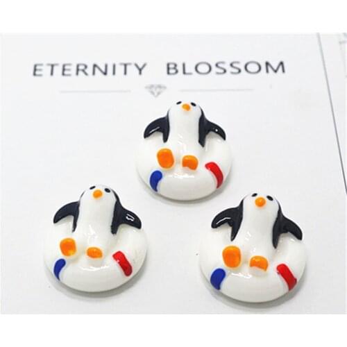6PCS Cute Cartoon Penguin Slime Charms Beads Slime Accessories Making Supplies With Drawstring Pouch for DIY Crafts Scrapbooki