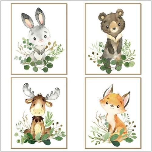 New Diamond Painting 5d Full Drill Embroidery Fox Rabbit Animal Home Decor Mosaic Cartoon Children DIY Craft Creative Hobby Gift