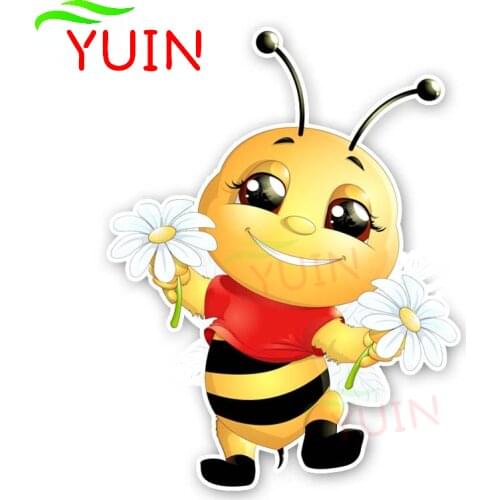 A Happy Little Bee Car Sticker Creative Cartoon Cute Animal Decal Motorcycle Cars Accessories PVC Decoration Decals 18*14cm