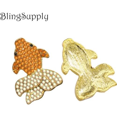 Free shipping 28*21mm colorful goldfish rhinestone button for handmade craft DIY 50PCS/Lot(BTN-5415)