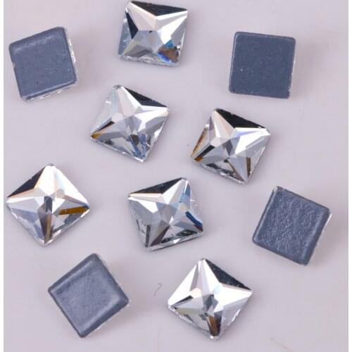 Lead Free 6mm Crystal Clear New Square Flat Back Hotfix Rhinestones / Iron On Flat Back Crystals