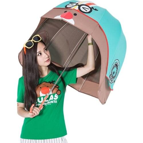 Big Cute Sun Umbrella Rain Women Girl Kids UV Dual-purpose Long Handle Helmet Umbrella Windproof 10K Rain Umbrellas Gift SY303